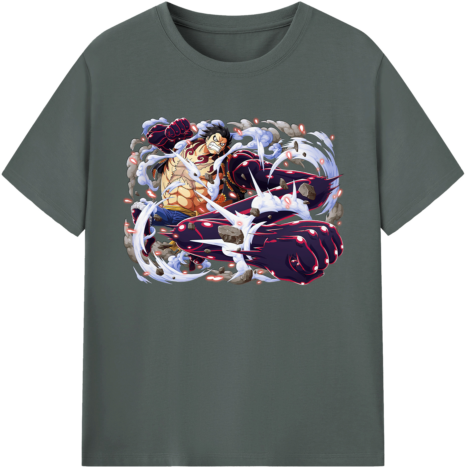 ワンピース モンキー・D・ルフィ ONE PIECE Monkey D. Luffy 綿100％ メンズ半袖Tシャツ｜肌触りやわらか＆通気性